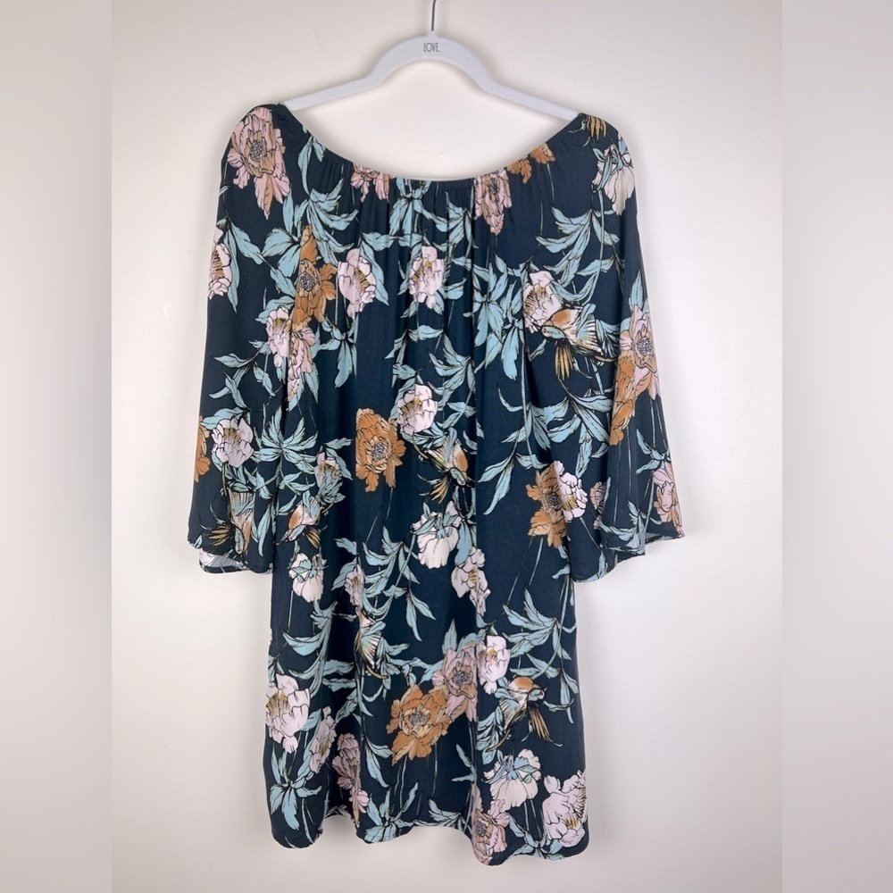 Cupio | Grey Floral Bell Sleeve Dress | S